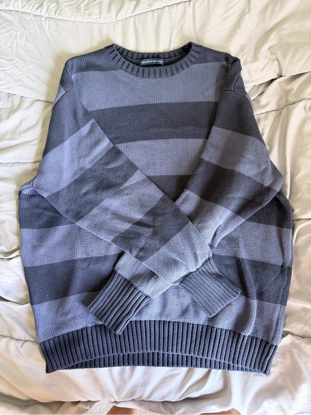 Brandy Melville Gray Striped Crewneck Sweater